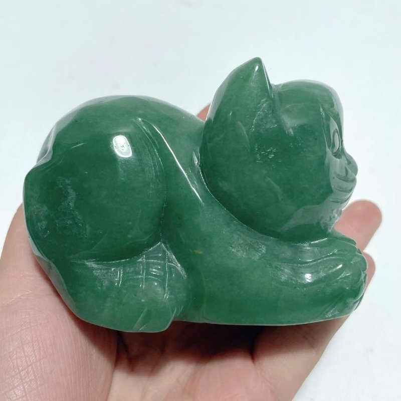 4 Pieces Green Aventurine Cat Carving - Wholesale Crystals