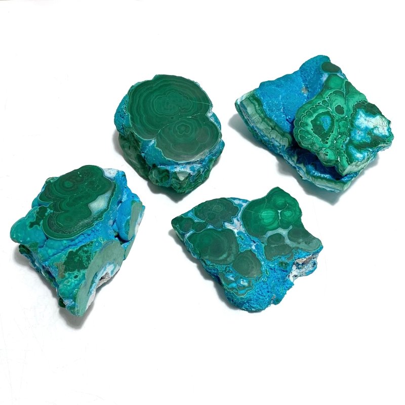 4 Pieces High Quality Beautiful Chrysocolla Mixed Malachite Slab Specimen - Wholesale Crystals