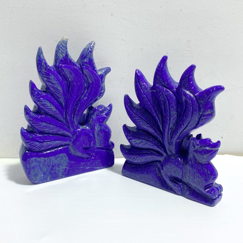 4 Pieces Lapis Lazuli Nine-tailed Fox Carving -Wholesale Crystals