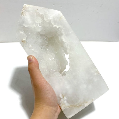 4 Pieces Large Geode Druzy White Moss Agate Four - sided Point - Wholesale Crystals