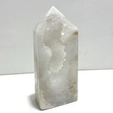 4 Pieces Large Geode Druzy White Moss Agate Four - sided Point - Wholesale Crystals