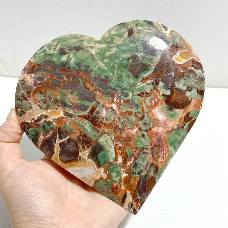 4 Pieces Large Money Agate Heart With Stand -Wholesale Crystals