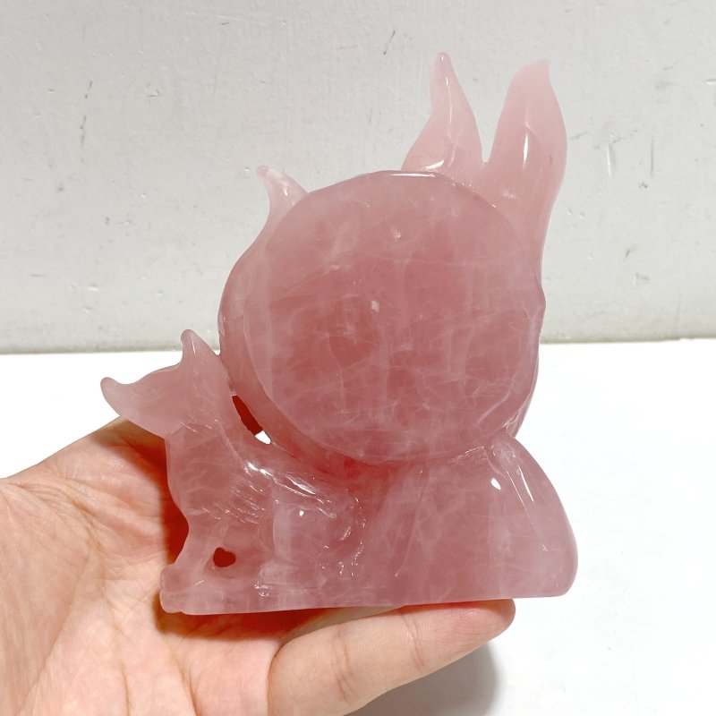 4 Pieces Rose Quartz Nine-tailed fox Carving -Wholesale Crystals