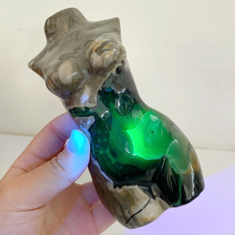 4 Pieces Volcano Agate Goddess Carving (UV - Reactive) - Wholesale Crystals