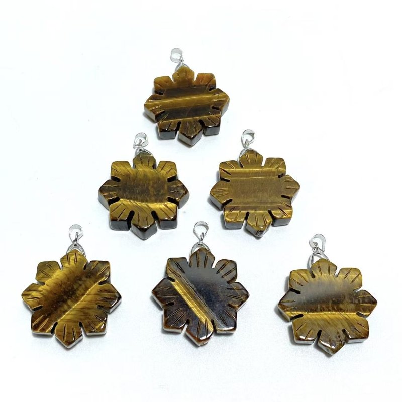 4 Types Snowflake Shape Pendants Wholesale Rose Quartz Obsidian Chevron Amethyst - Wholesale Crystals