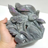 3 Pieces Labradorite Nine-tailed Fox Carving
