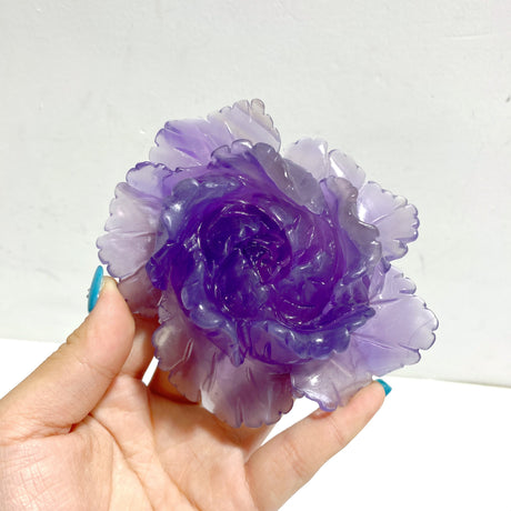 4 Pieces Beautiful Purple Fluorite Flower Carving #2