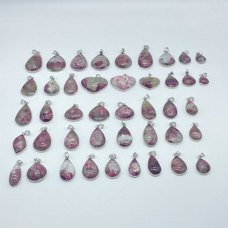 43 Pieces Red Tourmaline Different Shape Pendant - Wholesale Crystals