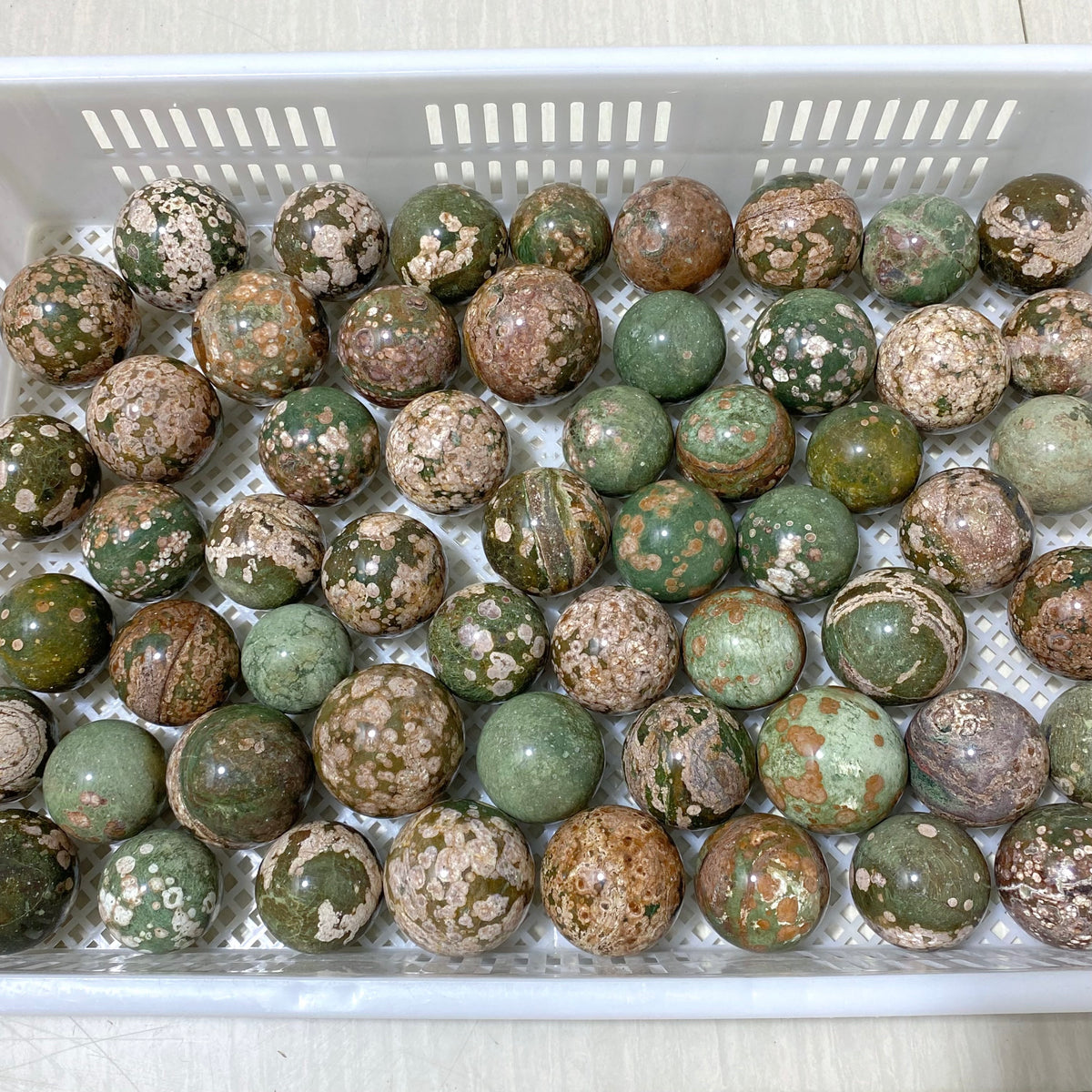 56 Pieces Rainforest Jasper Spheres (Sea Freight Only)
