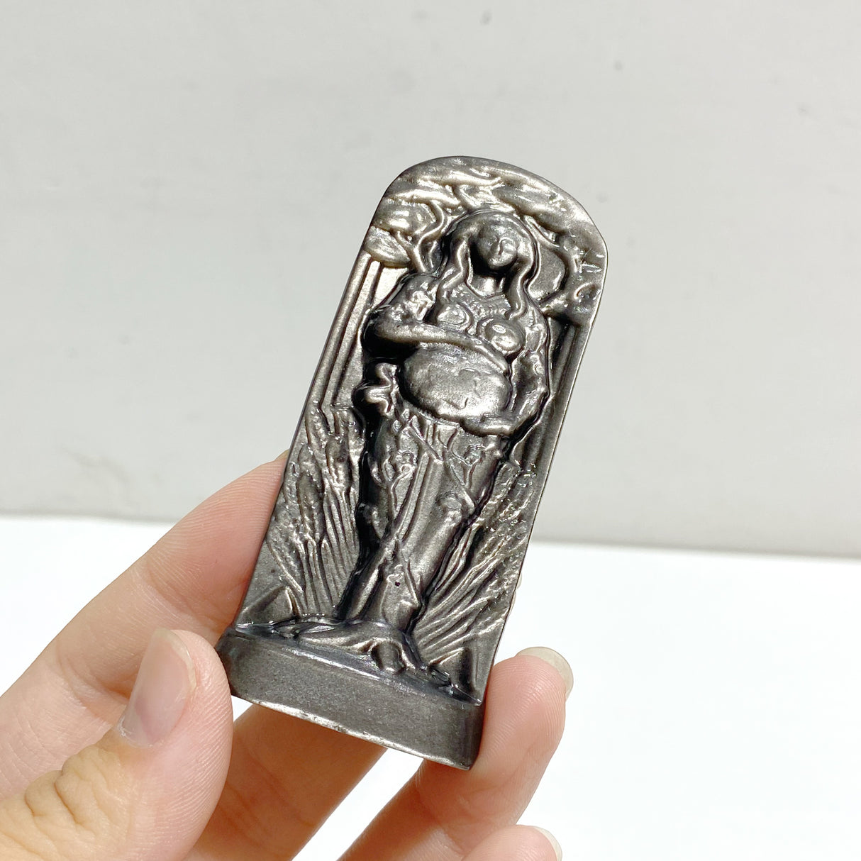 Silver Sheen Obsidian Pregnant Woman Carving Wholesale
