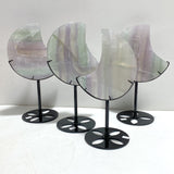 4 Pieces Large Fluorite Moon Carving With Stand