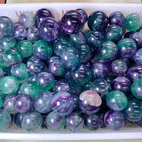 45.5KG Colorful Fluorite Rainbow Spheres 5-7cm (Sea Freight Only) -Wholesale Crystals