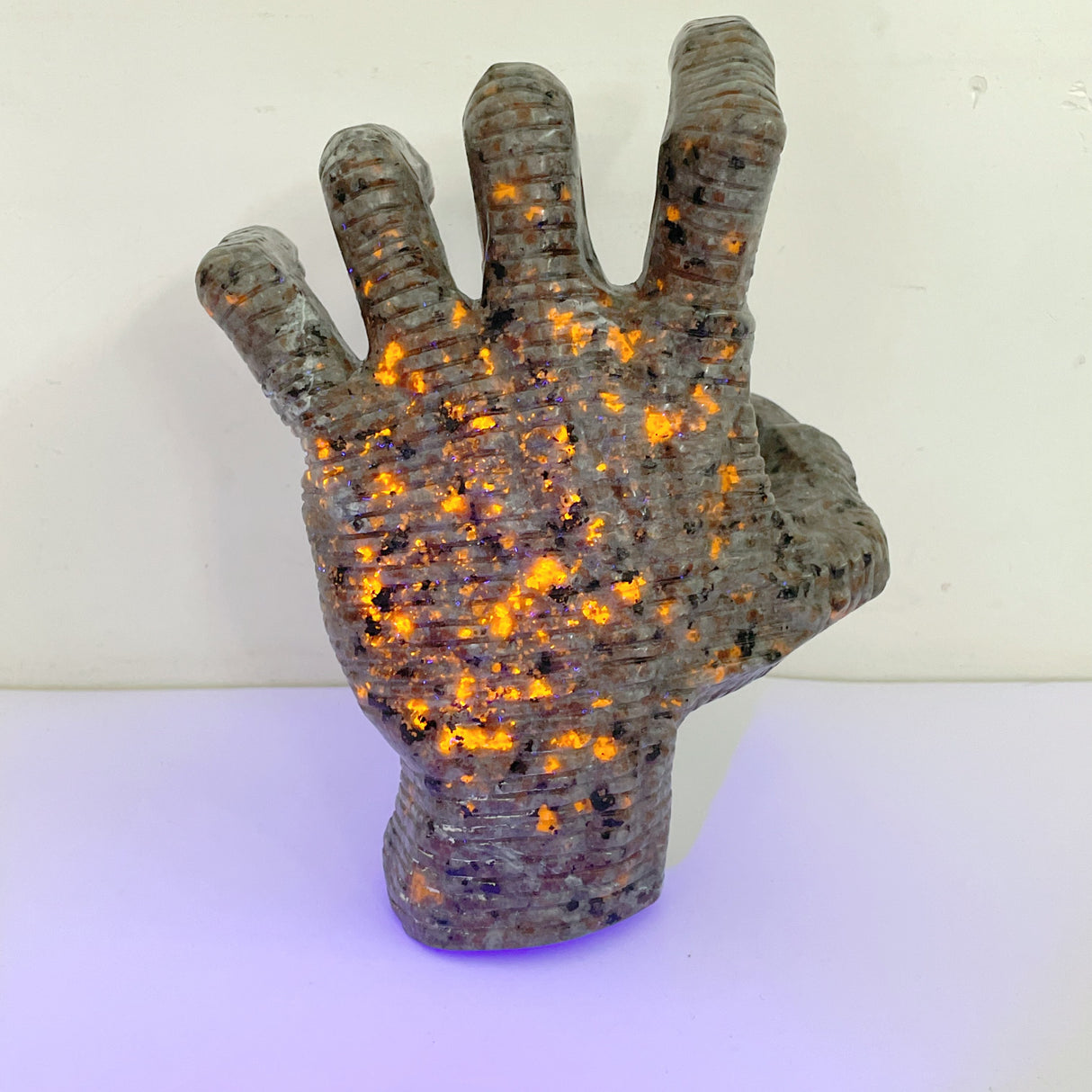 Yooperlite Stone Witchcore Demon Hand Carving