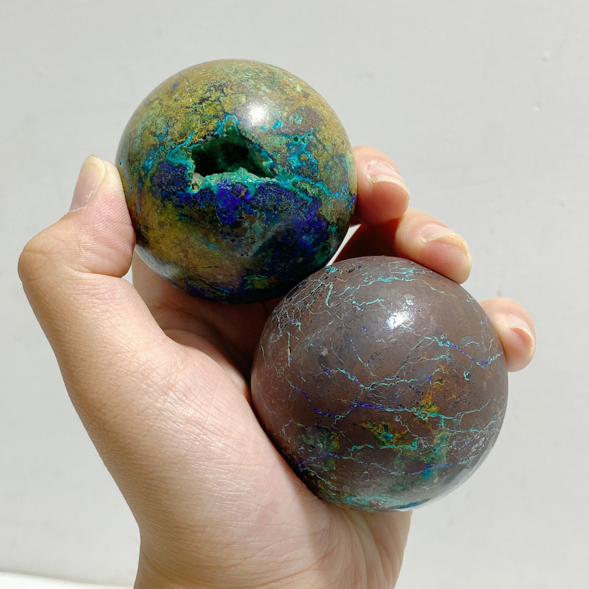 14 Pieces Azurite Mixed Malachite Spheres #4