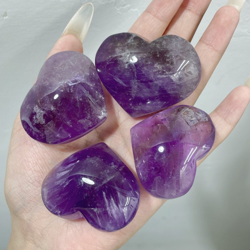 46 Pieces Small Amethyst Heart - Wholesale Crystals