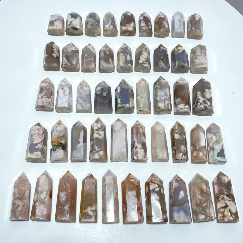 47 Pieces Fat Sakura Flower Agate Tower Points - Wholesale Crystals