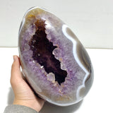 Unique Amethyst Mixed Geode Druzy Agate Dinosaur Egg Home Decor With Stand