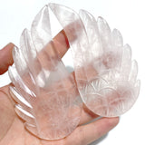 5 Pairs Unique Rose Quartz Angel Wing Carving With Stand