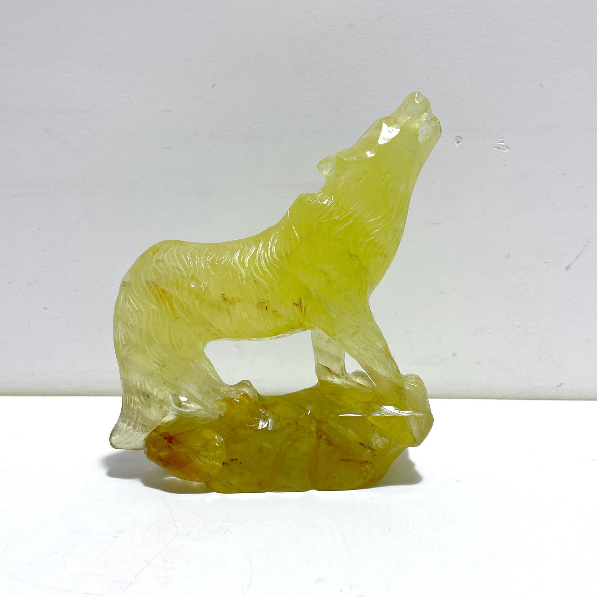 Unique Citrine Wolf Carving