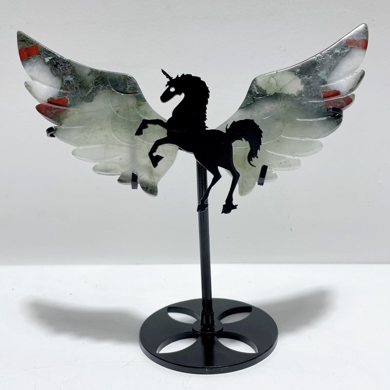 5 Pairs Africa Blood Stone Pegasus Wing Carving With Stand - Wholesale Crystals