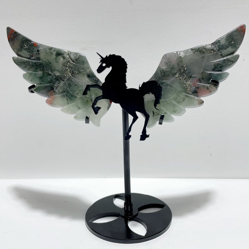 5 Pairs Africa Blood Stone Pegasus Wing Carving With Stand - Wholesale Crystals