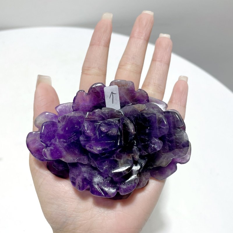 5 Pairs Amethyst Flower Carving With Stand - Wholesale Crystals