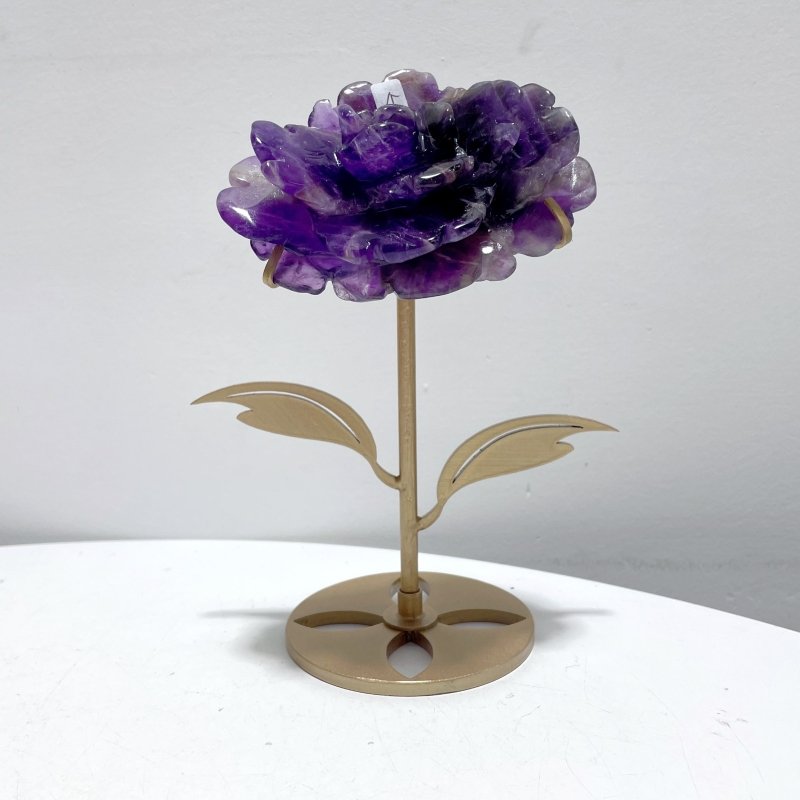 5 Pairs Amethyst Flower Carving With Stand - Wholesale Crystals