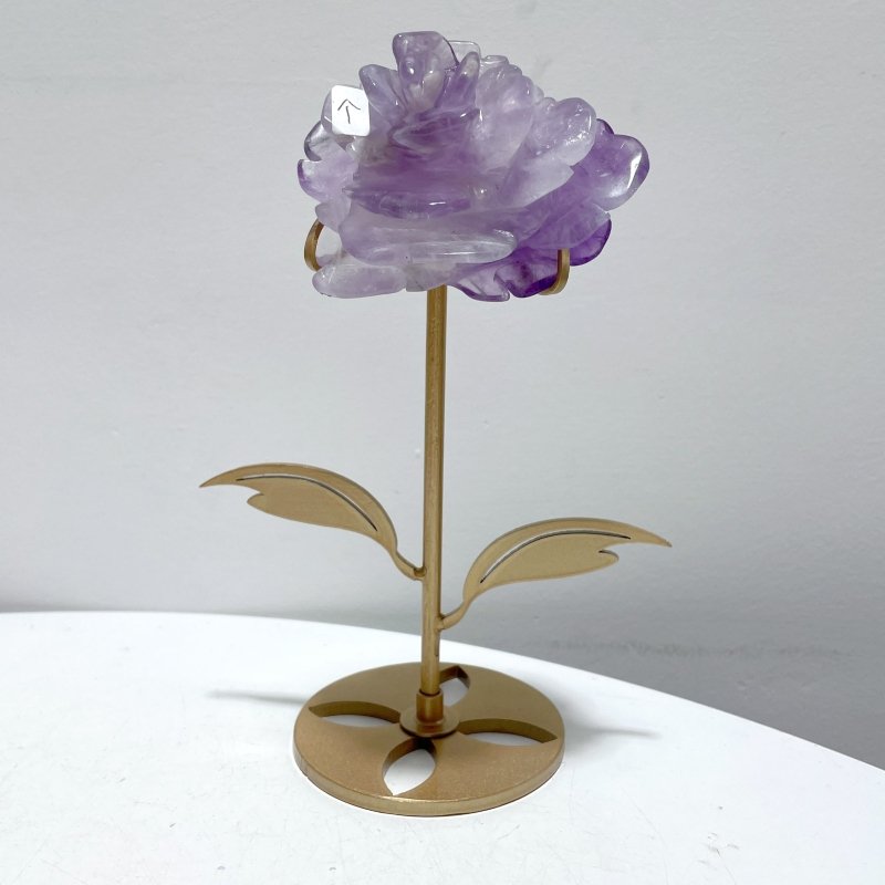 5 Pairs Amethyst Flower Carving With Stand - Wholesale Crystals