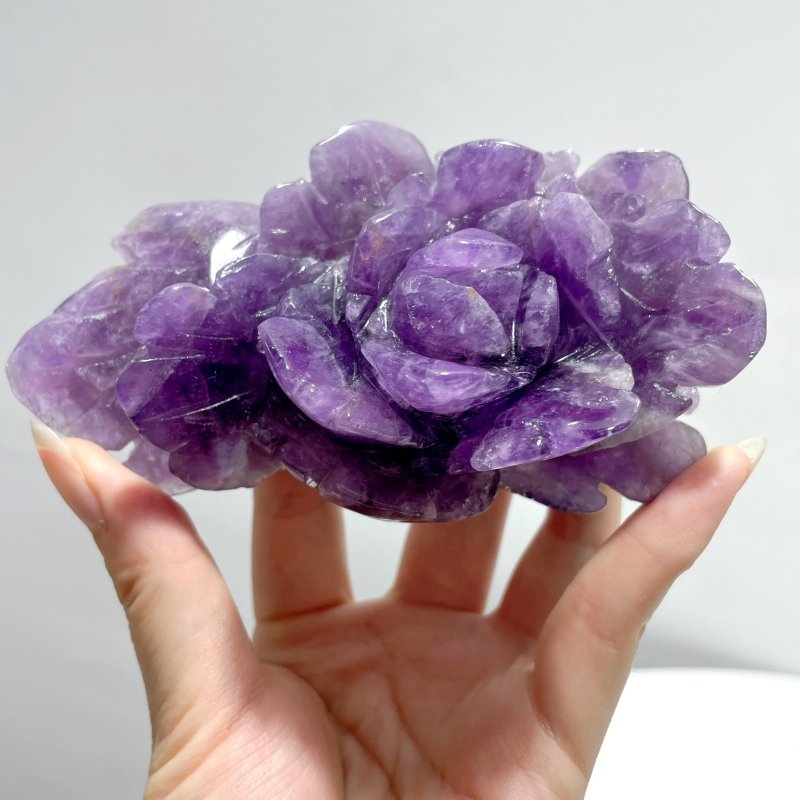 5 Pairs Beautiful Amethyst Flower Carving With Stand - Wholesale Crystals