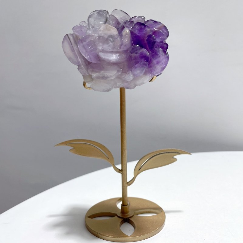 5 Pairs Beautiful Amethyst Flower Carving With Stand - Wholesale Crystals