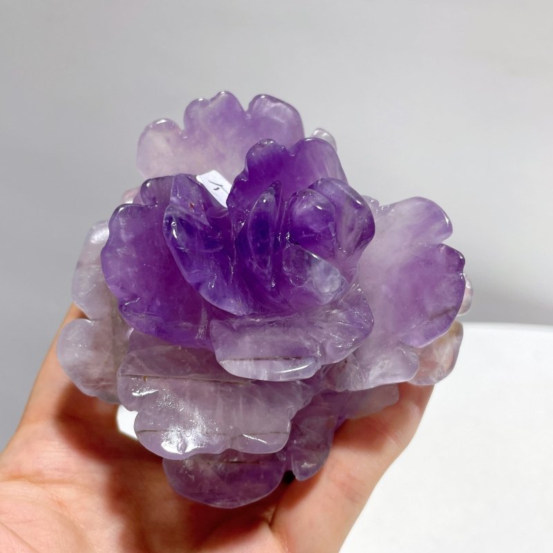 5 Pairs Beautiful Amethyst Flower Carving With Stand - Wholesale Crystals