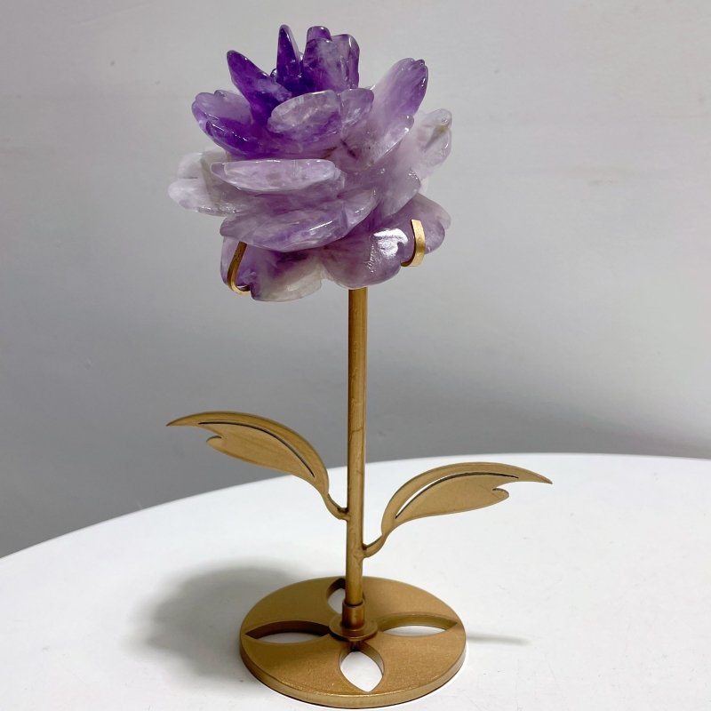 5 Pairs Beautiful Amethyst Flower Carving With Stand - Wholesale Crystals