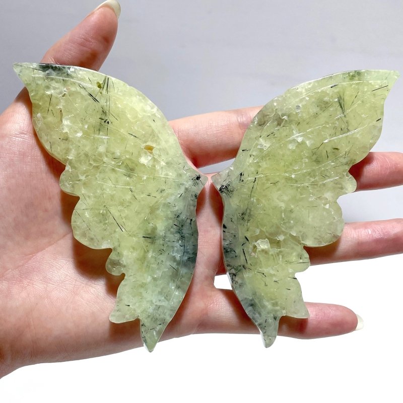 5 Pairs Beautiful Prehnite Butterfly Wing With Stand - Wholesale Crystals