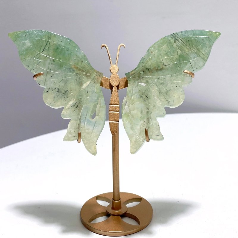 5 Pairs Beautiful Prehnite Butterfly Wing With Stand - Wholesale Crystals