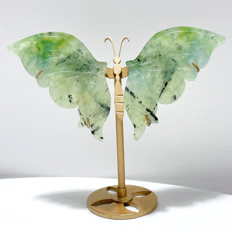 5 Pairs Prehnite Butterfly Wing With Stand - Wholesale Crystals