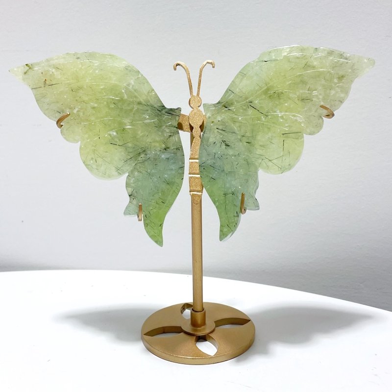 5 Pairs Prehnite Butterfly Wing With Stand - Wholesale Crystals