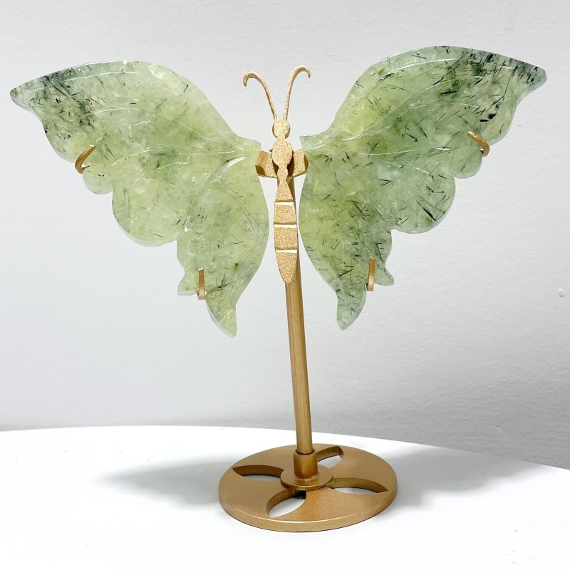 5 Pairs Prehnite Butterfly Wing With Stand - Wholesale Crystals