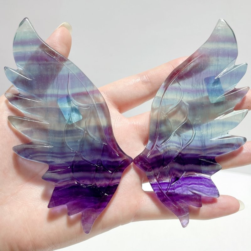 5 Pairs Rainbow Fluorite Angel Wing With Stand - Wholesale Crystals