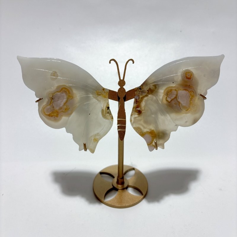 5 Pairs Sakura Flower Agate Butterfly Wing With Stand -Wholesale Crystals