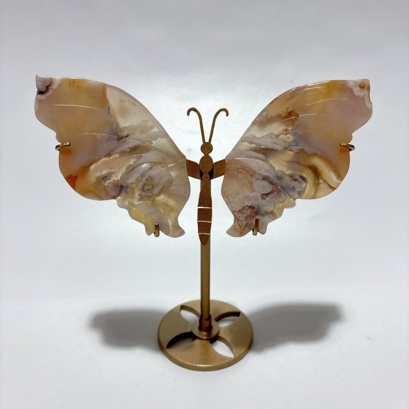 5 Pairs Sakura Flower Agate Butterfly Wing With Stand -Wholesale Crystals