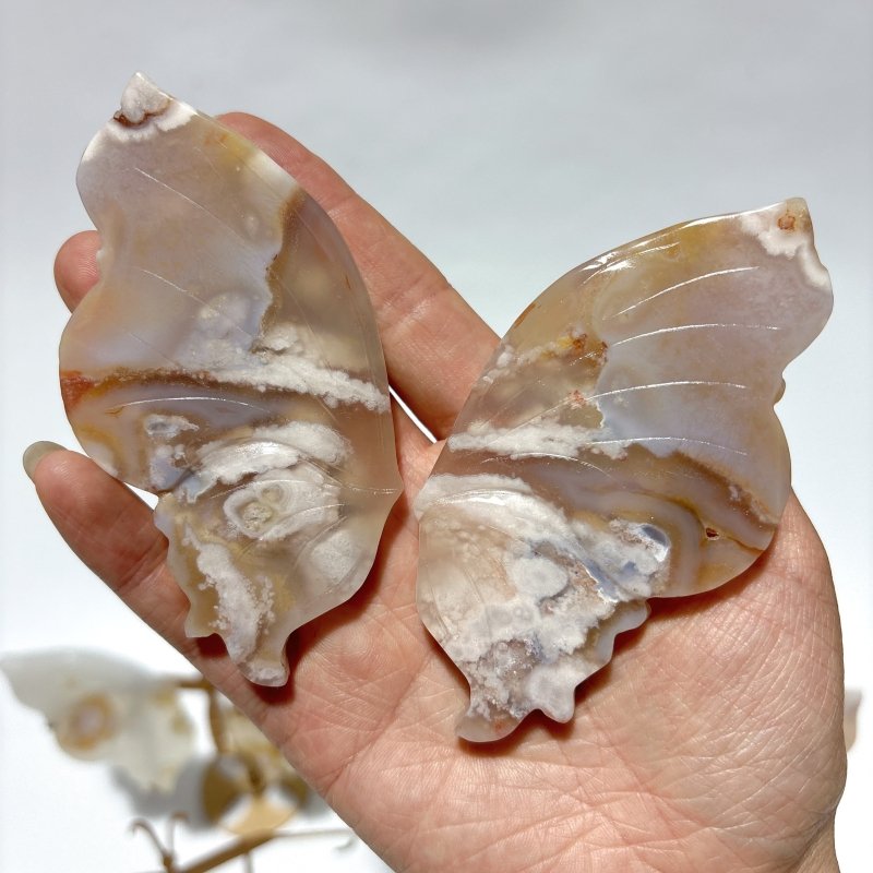 5 Pairs Sakura Flower Agate Butterfly Wing With Stand -Wholesale Crystals