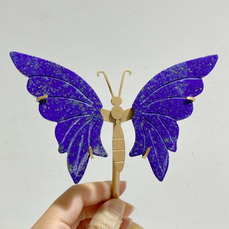 5 Pairs Small Lapis Lazuli Butterfly Wing Carving With Stand -Wholesale Crystals