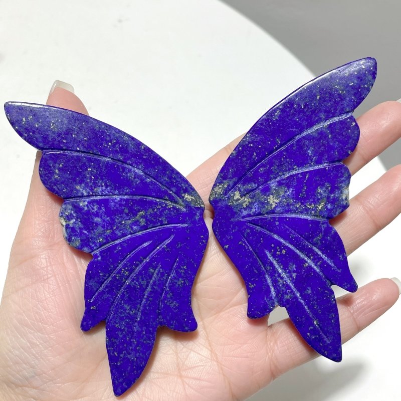 5 Pairs Small Lapis Lazuli Butterfly Wing Carving With Stand - Wholesale Crystals