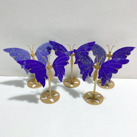 5 Pairs Small Lapis Lazuli Butterfly Wing Carving With Stand -Wholesale Crystals