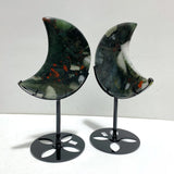 5 Pieces Africa Blood Stone Moon Carving With Stand - Wholesale Crystals
