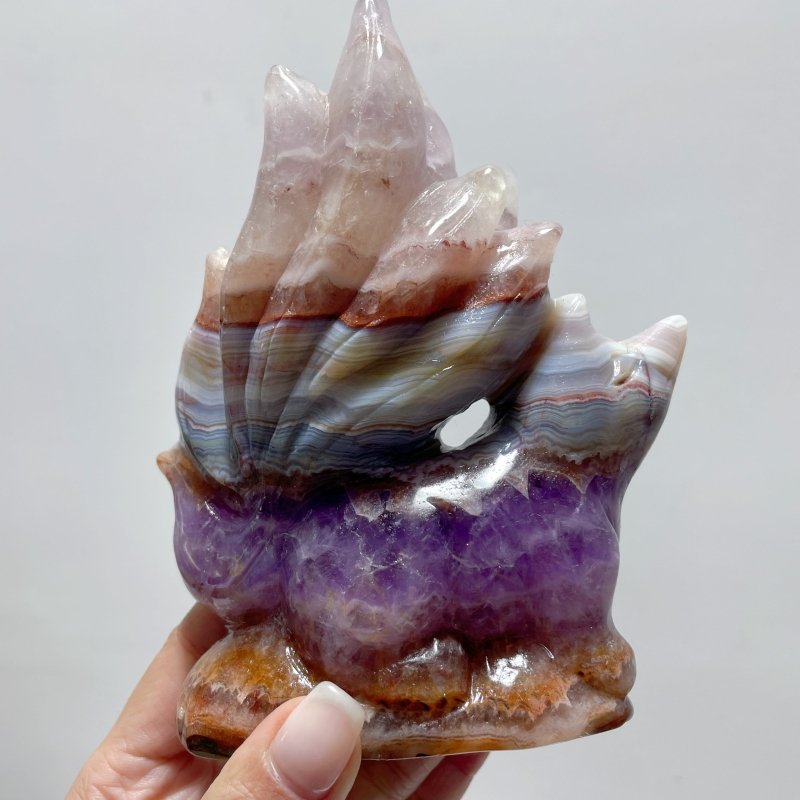 5 Pieces Amethyst Mixed Agate Nine - tailed Fox Carving - Wholesale Crystals