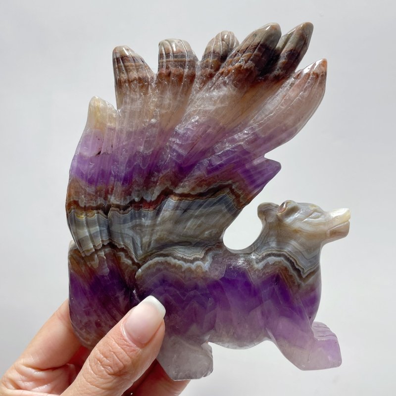 5 Pieces Amethyst Mixed Agate Nine - tailed Fox Carving - Wholesale Crystals