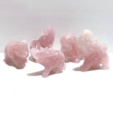 5 Pieces Beautiful Rose Quartz Elephant Carving - Wholesale Crystals
