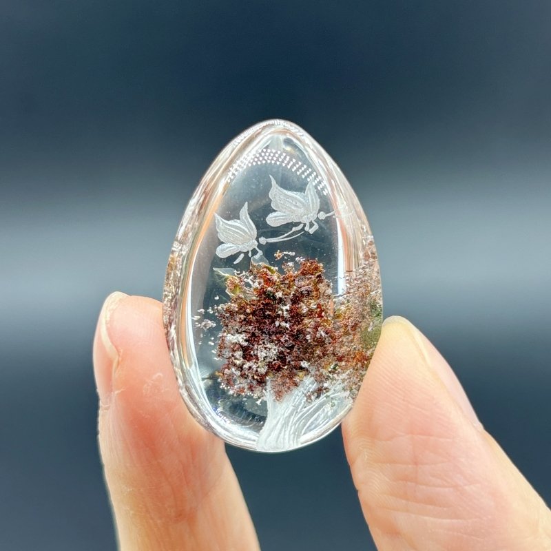 5 Pieces Butterfly Garden Quartz Inner Scene Carving - Wholesale Crystals