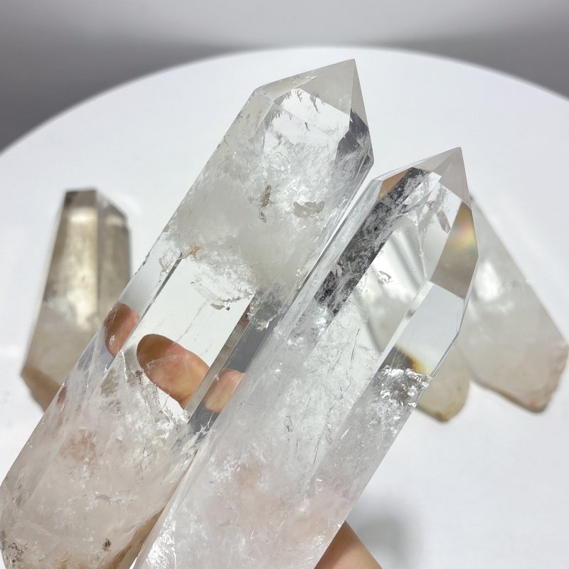 5 Pieces Clear Quartz Large Points Raw Bottom - Wholesale Crystals